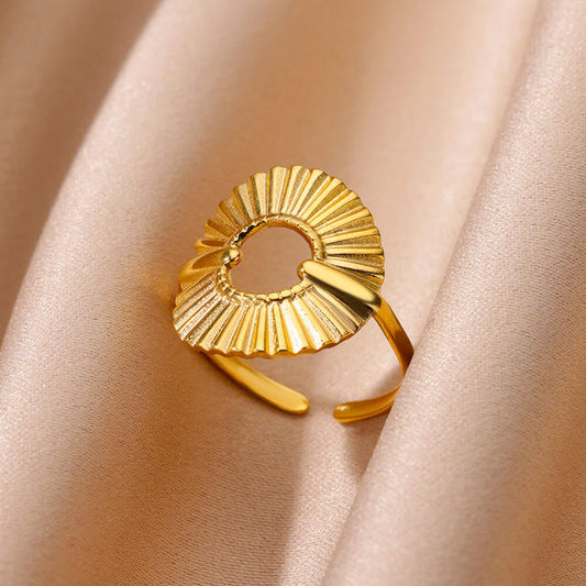 14K Gold Sunburst Open Ring