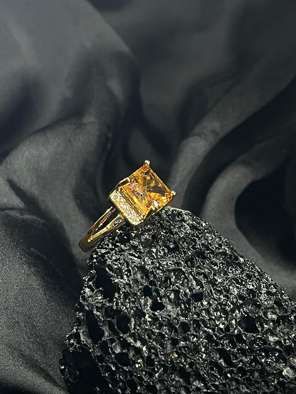 Clear Gold Cubic Zirconia Square Brilliant Cut