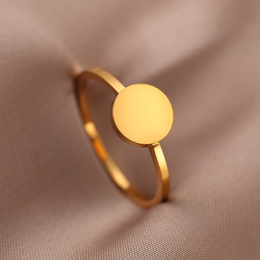 Gold Round Disc Ring