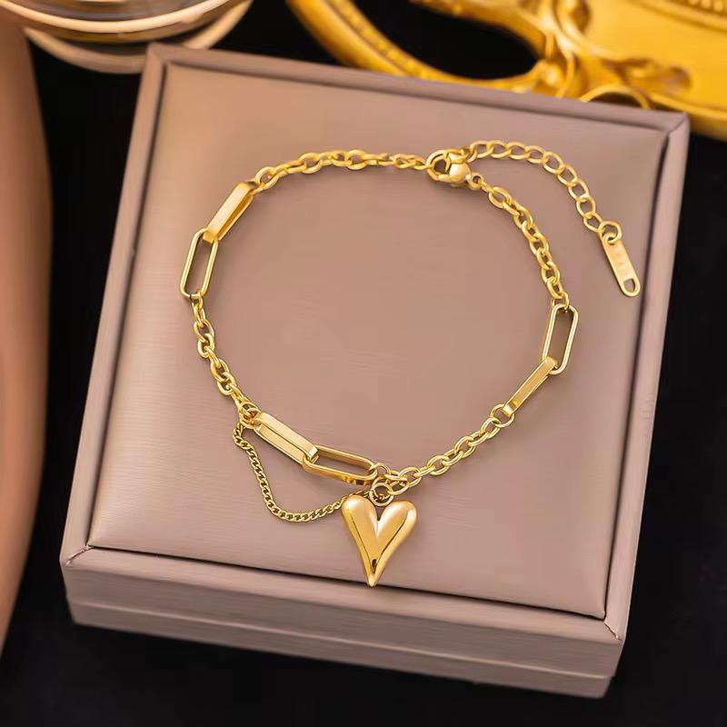Love Heart Charm Chain Bracelet