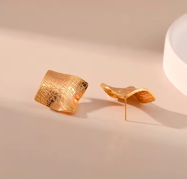 Metal Square Textured Earrings