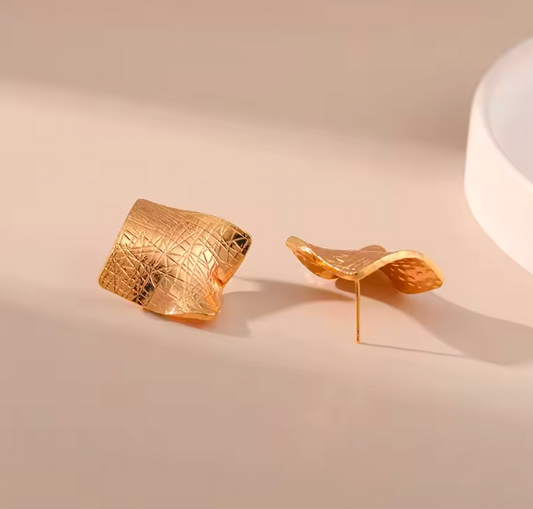 Metal Square Textured Earrings