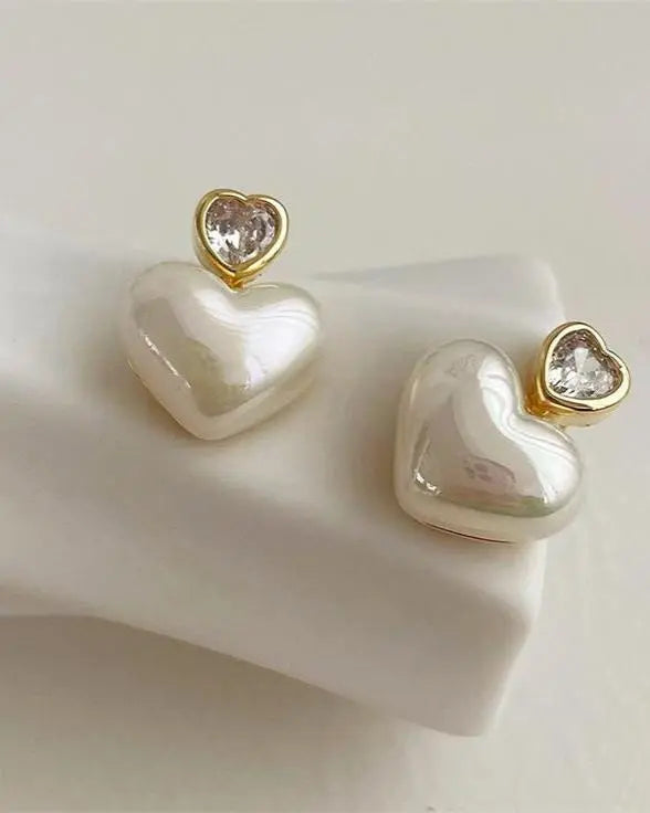 Pearl Stone Heart - Earring