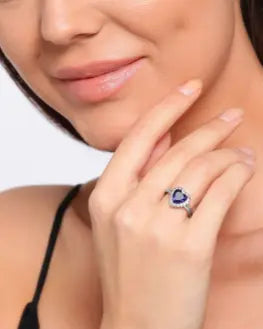 "Be Mine" Sapphire Heart Ring, Adjustable - Gleamora