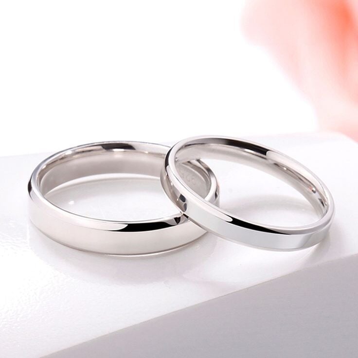 Plain Silver Couple Rings Ring Gleamora 