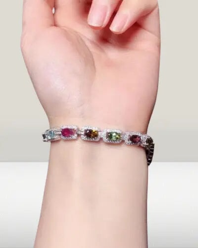 Multi-Tourmaline Bracelet Gemstone Tourmaline Bracelet Gleamora 