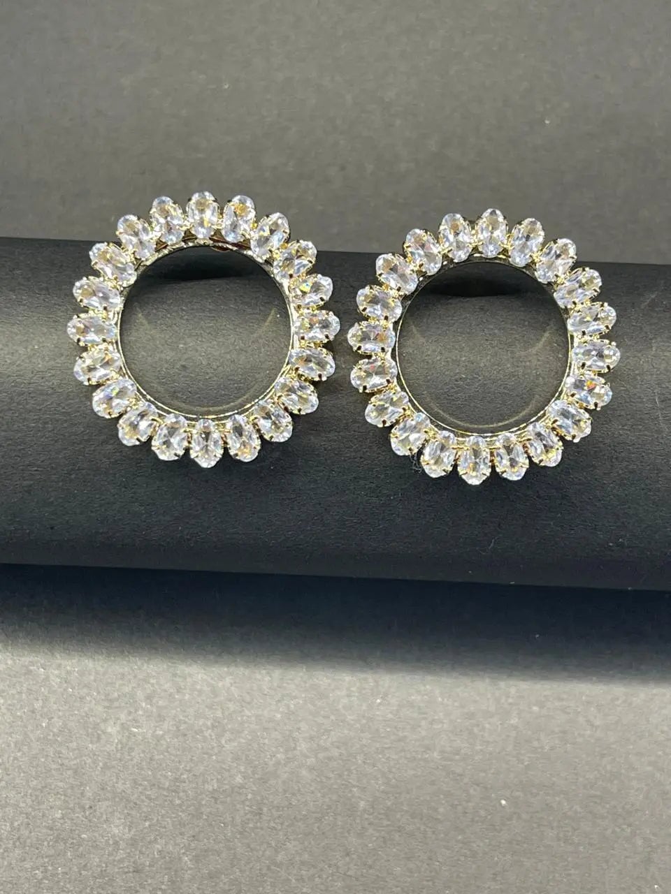 Large Crystal, Silver gold plated earrings Circle Earrings Gleamora silver 