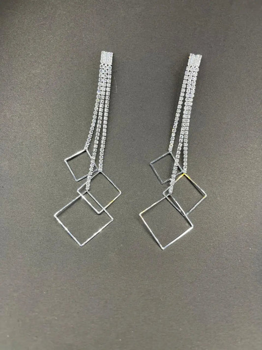 Square Threader Silver Earrings Earrings Gleamora 